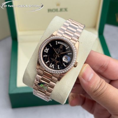 Rolex Daydate 36mm 2834/3255 Movement Black Face Rose Gold Case Watch